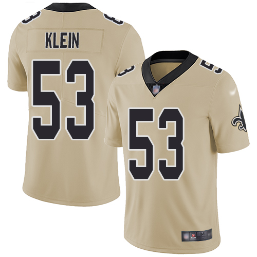 Men New Orleans Saints Limited Gold A J Klein Jersey NFL Football 53 Inverted Legend Jersey